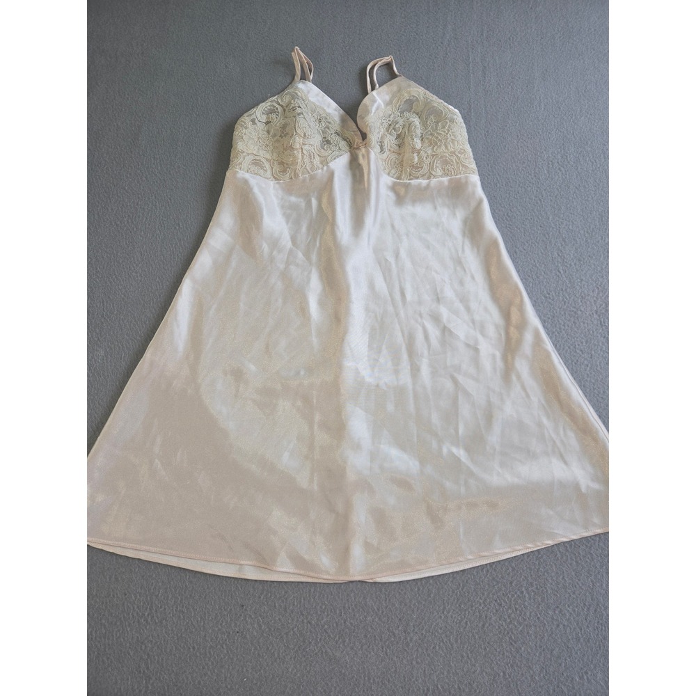 Jones New York Nightgown Womens Medium Pink Satin Lace Trim Chemise Sleepwear